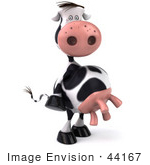 #44167 Royalty-Free (Rf) Illustration Of A 3d Dairy Cow Mascot Standing And Facing Right