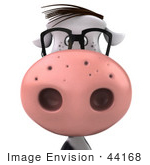 #44168 Royalty-Free (Rf) Illustration Of A 3d Dairy Cow Mascot Wearing Glasses