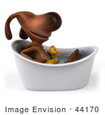 #44170 Royalty-Free (Rf) Cartoon Illustration Of A 3d Brown Dog Mascot Taking A Bath - Pose 3