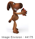 #44175 Royalty-Free (Rf) Cartoon Illustration Of A 3d Brown Dog Mascot Taking Pictures - Pose 2
