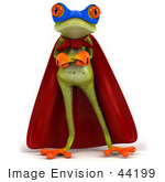 #44199 Royalty-Free (Rf) Illustration Of A 3d Red Eyed Tree Frog Mascot Super Hero - Pose 1