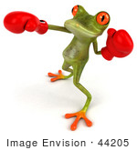 #44205 Royalty-Free (Rf) Illustration Of A 3d Red Eyed Tree Frog Mascot Boxing - Version 2