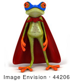 #44206 Royalty-Free (Rf) Illustration Of A 3d Red Eyed Tree Frog Mascot Super Hero - Pose 3