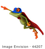 #44207 Royalty-Free (Rf) Illustration Of A 3d Red Eyed Tree Frog Mascot Super Hero - Pose 8