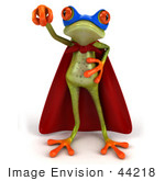 #44218 Royalty-Free (Rf) Illustration Of A 3d Red Eyed Tree Frog Mascot Super Hero - Pose 6