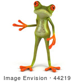#44219 Royalty-Free (Rf) Illustration Of A 3d Red Eyed Tree Frog Mascot With One Hand At His Side