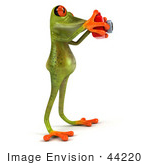 #44220 Royalty-Free (Rf) Illustration Of A 3d Red Eyed Tree Frog Mascot Taking Pictures - Pose 2