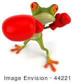 #44221 Royalty-Free (Rf) Illustration Of A 3d Red Eyed Tree Frog Mascot Boxing - Version 1