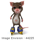 #44225 Royalty-Free (Rf) Illustration Of A 3d Mouse Mascot Roller Blading - Pose 2