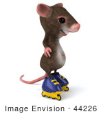 #44226 Royalty-Free (Rf) Illustration Of A 3d Mouse Mascot Roller Blading - Pose 1