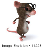 #44228 Royalty-Free (Rf) Illustration Of A 3d Mouse Mascot Wearing Spectacles - Pose 3