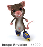 #44229 Royalty-Free (Rf) Illustration Of A 3d Mouse Mascot Roller Blading - Pose 3