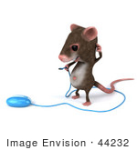 #44232 Royalty-Free (Rf) Illustration Of A 3d Mouse Mascot Holding A Blue Computer Mouse