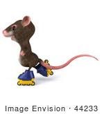 #44233 Royalty-Free (Rf) Illustration Of A 3d Mouse Mascot Roller Blading - Pose 4