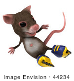 #44234 Royalty-Free (Rf) Illustration Of A 3d Mouse Mascot Roller Blading - Pose 6