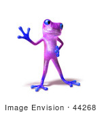 #44268 Royalty-Free (Rf) Illustration Of A Cute 3d Purple Frog Waving - Pose 3