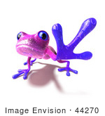 #44270 Royalty-Free (Rf) Illustration Of A Cute 3d Purple Frog Reaching Outwards With His Foot - Version 1