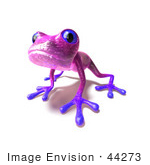 #44273 Royalty-Free (Rf) Illustration Of A Cute 3d Purple Frog Curiously Looking At The Viewer