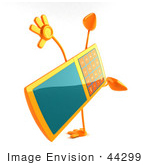#44299 Royalty-Free (Rf) Illustration Of A 3d Slim Orange Cellphone Mascot Doing A Cartwheel - Version 3