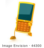 #44300 Royalty-Free (Rf) Illustration Of A 3d Slim Orange Cellphone Mascot Walking Forward