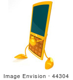 #44304 Royalty-Free (Rf) Illustration Of A 3d Slim Orange Cellphone Mascot Walking Left