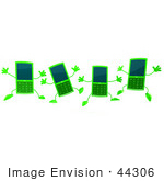 #44306 Royalty-Free (Rf) Illustration Of Four 3d Slim Green Cellphone Mascots Jumping