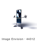 #44312 Royalty-Free (Rf) Illustration Of A Slim 3d Cellular Phone Mascot Holding Its Arms Out - Version 6
