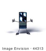 #44313 Royalty-Free (Rf) Illustration Of A Slim 3d Cellular Phone Mascot Holding Its Arms Out - Version 7