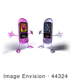 #44324 Royalty-Free (Rf) Illustration Of Two Rounded Mp3 Players Holding Their Arms Open To Embrace