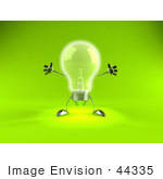 #44335 Royalty-Free (Rf) Illustration Of A 3d Incandescent Light Bulb Mascot Holding His Arms Out - Version 1