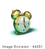 #44351 Royalty-Free (Rf) Illustration Of A 3d Gold Alarm Clock - Version 7