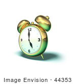 #44353 Royalty-Free (Rf) Illustration Of A 3d Gold Alarm Clock - Version 5