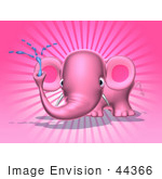 #44366 Royalty-Free (Rf) Illustration Of A 3d Pink Elephant Mascot Spraying Water - Pose 4