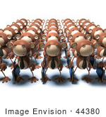 #44380 Royalty-Free (Rf) Illustration Of Rows Of 3d Business Monkeys Carrying Briefcases - Version 1