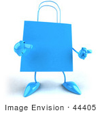 #44405 Royalty-Free (Rf) Illustration Of A 3d Blue Shopping Bag Mascot With Arms And Legs