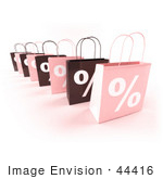 #44416 Royalty-Free (Rf) Illustration Of A Row Of 3d Pink And Brown Percent Sign Shopping Bags - Version 4