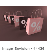 #44436 Royalty-Free (Rf) Illustration Of A Row Of 3d Pink And Brown Percent Sign Shopping Bags - Version 1