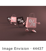#44437 Royalty-Free (Rf) Illustration Of A Row Of 3d Pink And Brown Percent Sign Shopping Bags Walking Forward