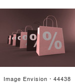 #44438 Royalty-Free (Rf) Illustration Of A Row Of 3d Pink And Brown Percent Sign Shopping Bags - Version 2