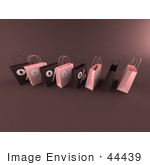 #44439 Royalty-Free (Rf) Illustration Of A Row Of 3d Pink And Brown Percent Sign Shopping Bags - Version 3