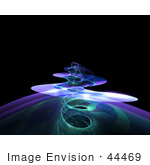 #44469 Royalty-Free (Rf) Illustration Of A Spiraling Purple Fractal Tendril Rising Over Black