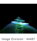 #44487 Royalty-Free (Rf) Illustration Of A Spiraling Green Fractal Tendril Rising Over Black