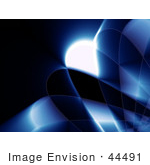 #44491 Royalty-Free (Rf) Illustration Of A Blue Grid And Swoosh Background On Black - Version 3