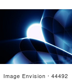#44492 Royalty-Free (Rf) Illustration Of A Blue Grid And Swoosh Background On Black - Version 5