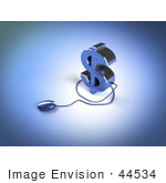 #44534 Royalty-Free (Rf) Illustration Of A Blue 3d Dollar Symbol With A Computer Mouse - Version 2