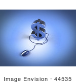 #44535 Royalty-Free (Rf) Illustration Of A Blue 3d Dollar Symbol With A Computer Mouse - Version 1