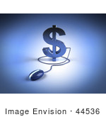 #44536 Royalty-Free (Rf) Illustration Of A Blue 3d Dollar Symbol With A Computer Mouse - Version 3