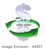 #44537 Royalty-Free (Rf) Illustration Of Green Arrows Circling Around A 3d Dollar Sign - Version 3