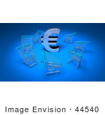 #44540 Royalty-Free (Rf) Illustration Of A 3d Euro Sign Surrounded By Shopping Carts - Version 3