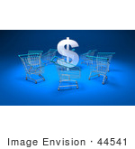 #44541 Royalty-Free (Rf) Illustration Of A 3d Dollar Sign Surrounded By Shopping Carts - Version 1